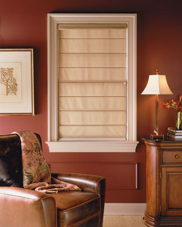 comfortex, serenade, roman shade, flat panel, contessa, light filtering