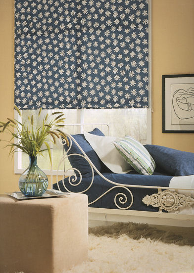 Hunter Douglas Remembrance Roller Shade with Painted Daisy Fabric