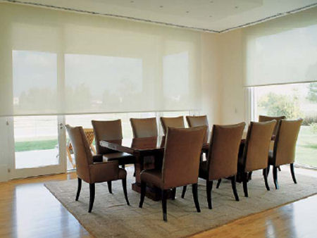 (e) Budget Custom Roller Shade with Phifer SheerWeave Sun Control Solar Fabric Style 2100 - 10% Open