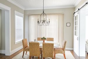 Vitale Vertical Blind with Stiched and Woven 3 1/2 Inch Fabric Vanes